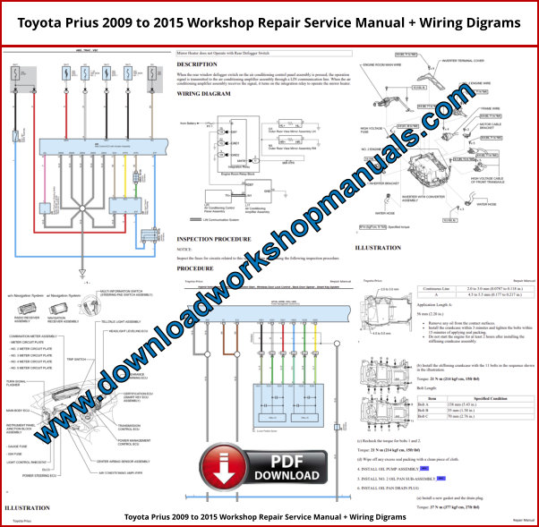 Toyota Prius 2009 to 2015 Workshop Repair Manual