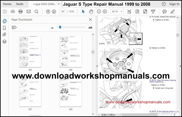 Service and Repair Manual DOWNLOAD Jaguar S-Type 2003 to 2008 Workshop 