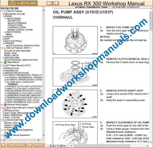 Lexus Rx 300 Service Repair Workshop Manual