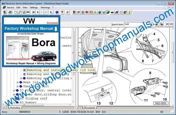 VW Volkswagen Bora Workshop Manual