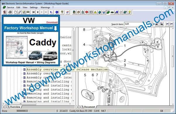 VW Volkswagen Caddy Workshop Manual