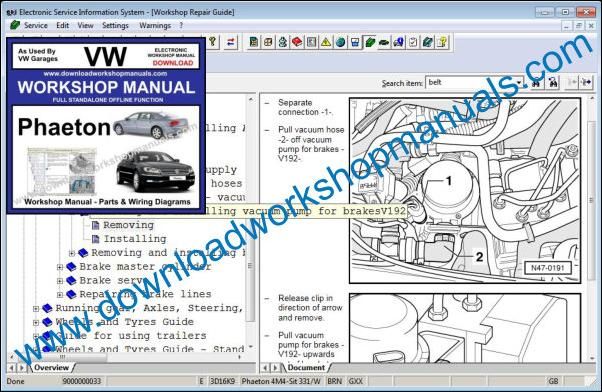 VW Volkswagen Phaeton Service Manual