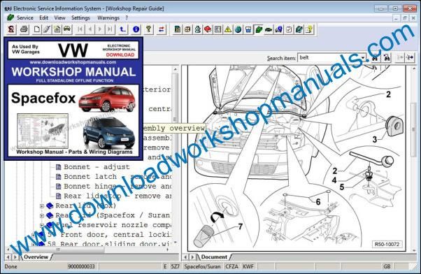VW Volkswagen Spacefox Workshop Manual