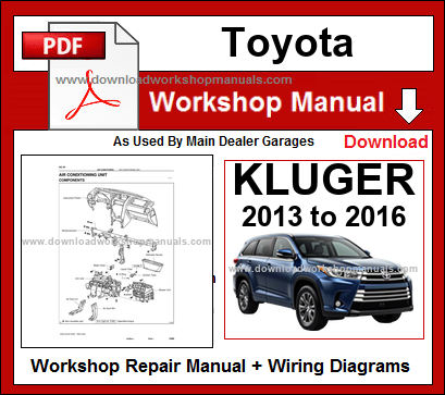Totota Kluger 2013  to 2016 Workshop Service Repair Manual