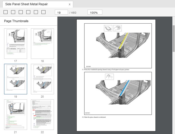 Ford F-150 2021-2023 side panel sheet metal repair procedure
